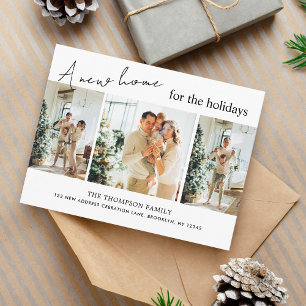 Modern A New Home for the Holidays Photo Moving Announcement Postcard