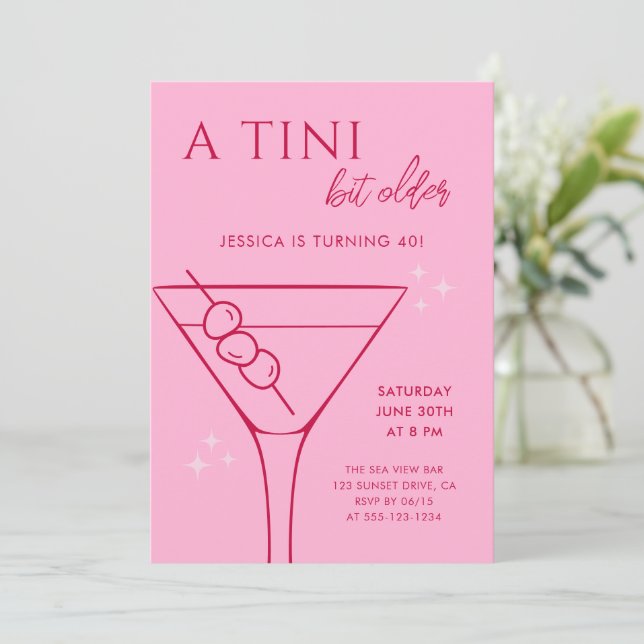 Modern A Tini Bit Older Pink 40th Birthday Party Invitation (Standing Front)