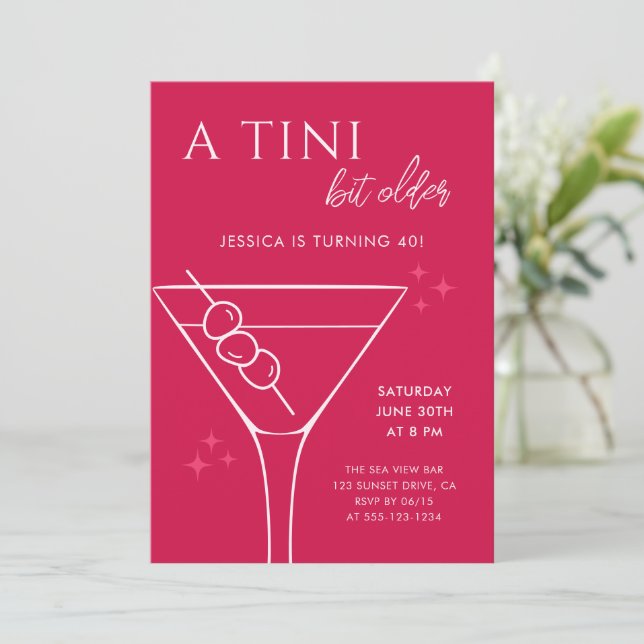 Modern A Tini Bit Older Red 40th Birthday Party Invitation (Standing Front)