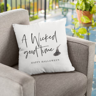 Modern A Wicked Good Time Quote   Happy Halloween Cushion