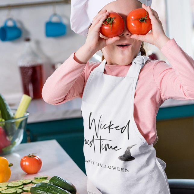 Modern A Wicked Good Time Quote | Happy Halloween Kids Apron (Creator Uploaded)