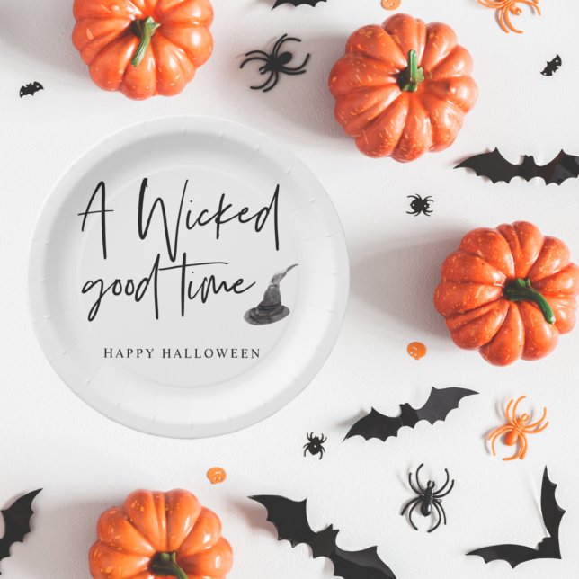 Modern A Wicked Good Time Quote | Happy Halloween  Paper Plate (Creator Uploaded)