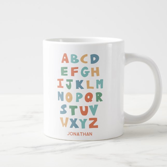 Modern ABC Alphabet Personalised Classroom Letters Large Coffee Mug (Right)