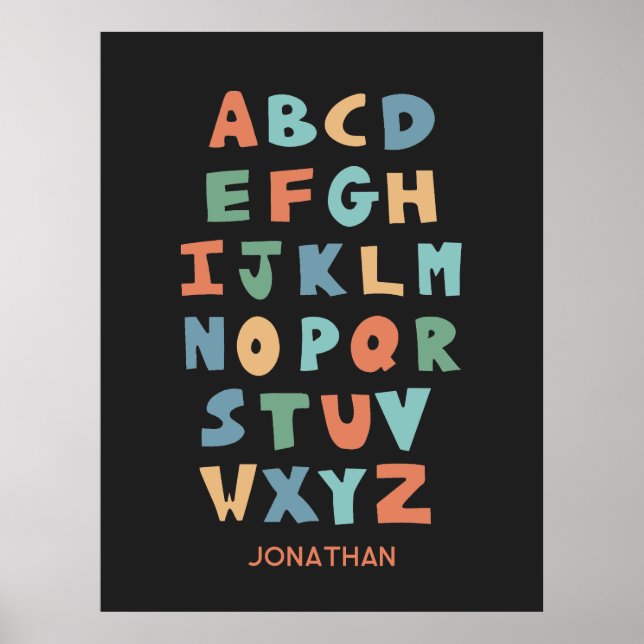 Modern ABC Alphabet Personalised Classroom Poster (Front)