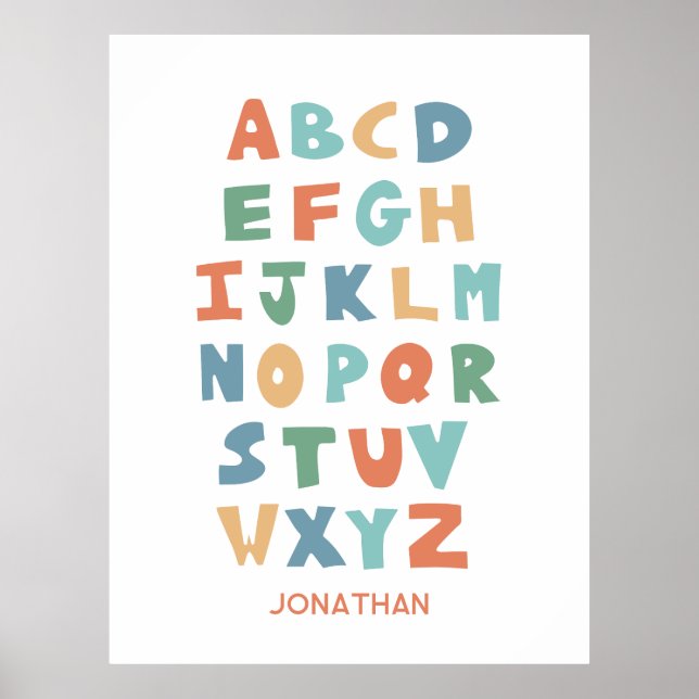 Modern ABC Alphabet Personalised Classroom Poster (Front)