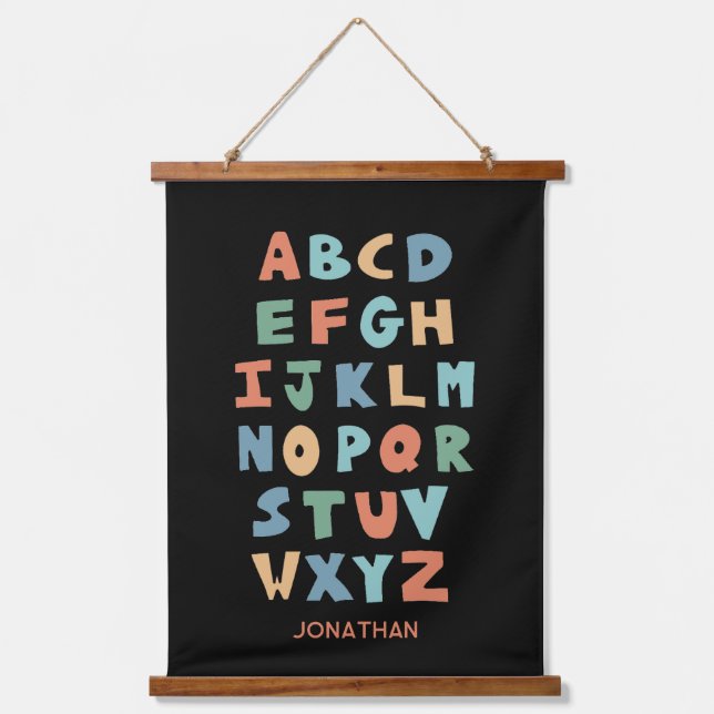 Modern ABC Alphabet Personalised Classroom Poster Hanging Tapestry (Front)