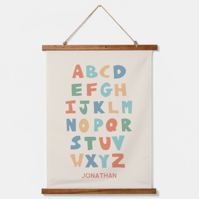 Modern ABC Alphabet Personalised Classroom Poster Hanging Tapestry (Front)