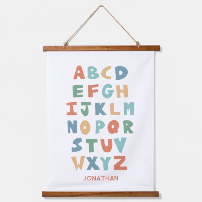 Modern ABC Alphabet Personalised Classroom Poster Hanging Tapestry (Front)