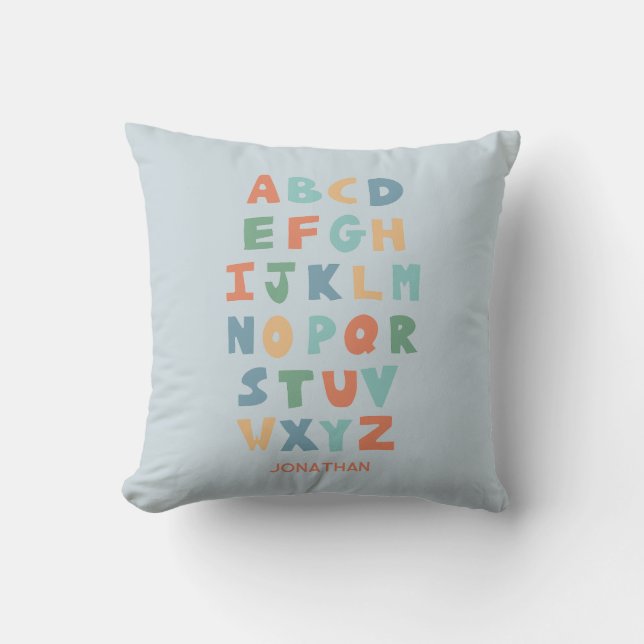 Modern ABC Alphabet Personalised cute kids decor Cushion (Front)