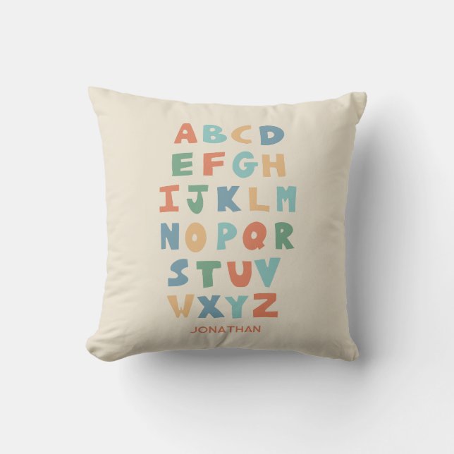 Modern ABC Alphabet Personalised cute kids decor Cushion (Front)
