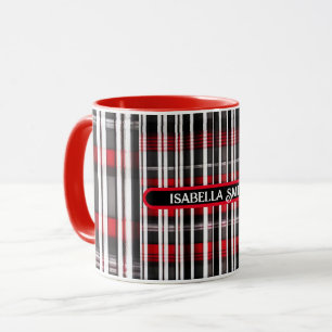 Modern Absrtact Red Black Plaid Collection Mug