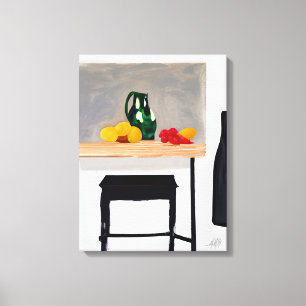 Modern Abstact Table and Stool with Still Life Canvas Print