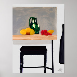 Modern Abstact Table and Stool with Still Life Poster