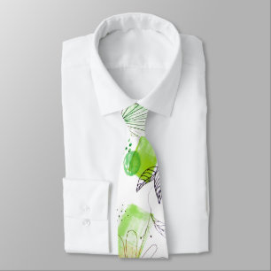 Modern Abstrac Business Pattern Green Yellow Tie
