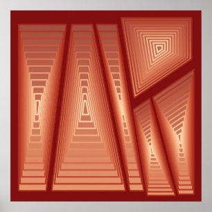 Modern Abstract - 3-d Pyramids, Copper Poster