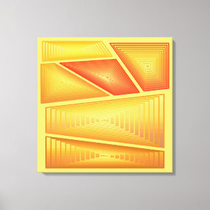 Modern Abstract - 3-d Pyramids, Gold Canvas Print