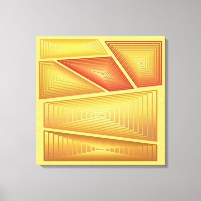 Modern Abstract - 3-d Pyramids, Gold Canvas Print (Front)