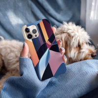 Modern Abstract 3D Metallic Blue and Peach