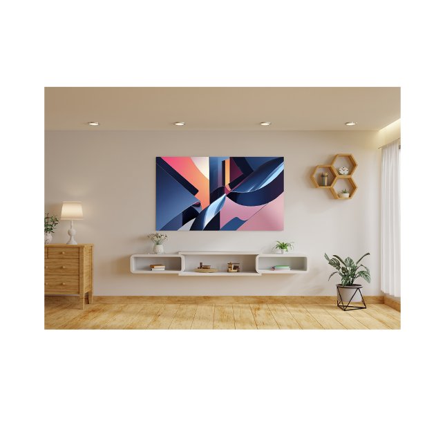 Modern Abstract 3D Metallic Blue, Peach, and Pink Photo Print (Creator Uploaded)