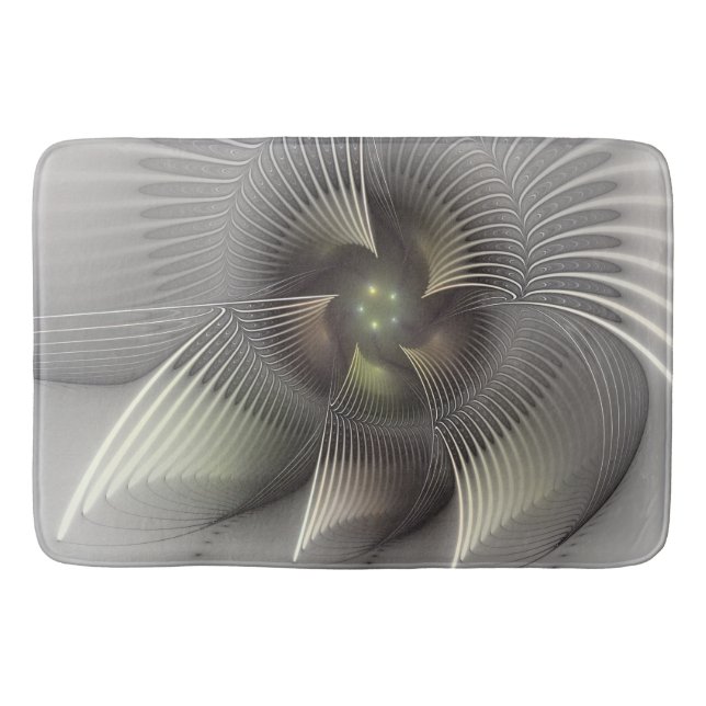 Modern Abstract 3D Shape Fractal Art Bath Mat (Front)