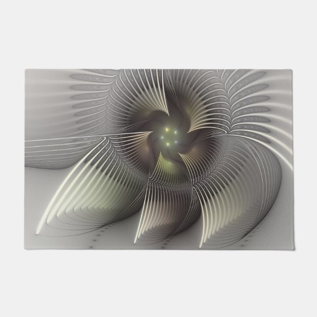 Modern Abstract 3D Shape Fractal Art Doormat (Front)