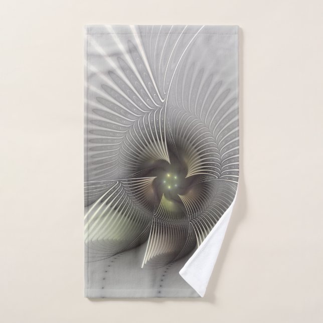 Modern Abstract 3D Shape Fractal Art Hand Towel (Hand Towel)