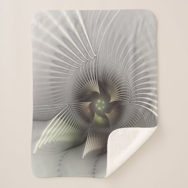 Modern Abstract 3D Shape Fractal Art Sherpa Blanket (Front)