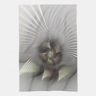 Modern Abstract 3D Shape Fractal Art Tea Towel