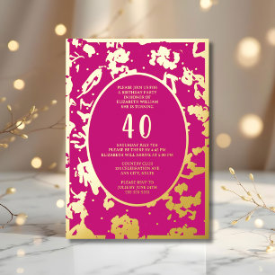 Modern Abstract 40th Birthday Template Pink Unique