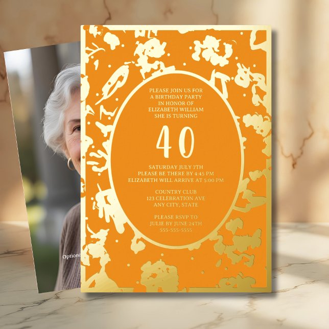 Modern Abstract 40th Birthday Template Tangerine  (Creator Uploaded)