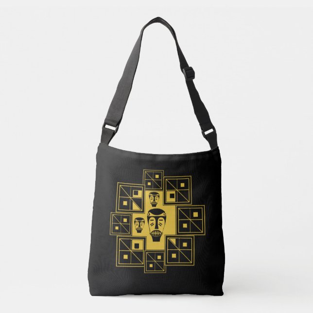 Modern Abstract African face pattern Crossbody Bag (Front)