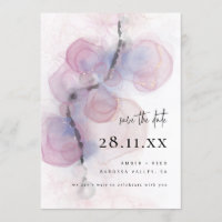 Modern Abstract Alcohol Ink Art Pink Save the Date