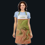 Modern Abstract Alcohol Ink Purple & Gold Monogram Apron<br><div class="desc">This modern design features a modern abstract swirl of green,  burnt orange,  gold and clay alcohol inks. Personalise it with a name. Wear it for cooking or for crafting. Makes a great birthday or Mother's Day gift. Created by Simply Farmhouse Press.</div>