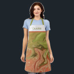 Modern Abstract Alcohol Ink Purple & Gold Monogram Apron<br><div class="desc">This modern design features a modern abstract swirl of green, burnt orange, gold and clay alcohol inks. Personalise it with a name. Wear it for cooking or for crafting. Makes a great birthday or Mother's Day gift. Created by Simply Farmhouse Press.</div>