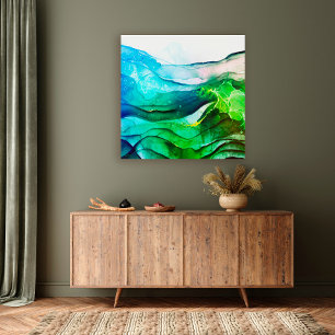Modern abstract alcohol ink stretched canvas
