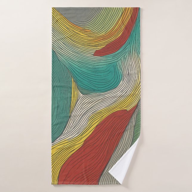 Modern, abstract and dynamic colour lines bath towel (Bath Towel)