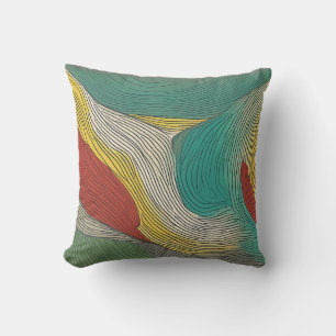 Modern, abstract and dynamic colour lines cushion