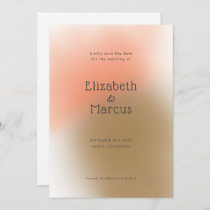Modern Abstract Apricot Peach Gradient Wedding Save The Date
