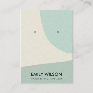 MODERN ABSTRACT AQUA BLUE ART EARRING DISPLAY BUSINESS CARD