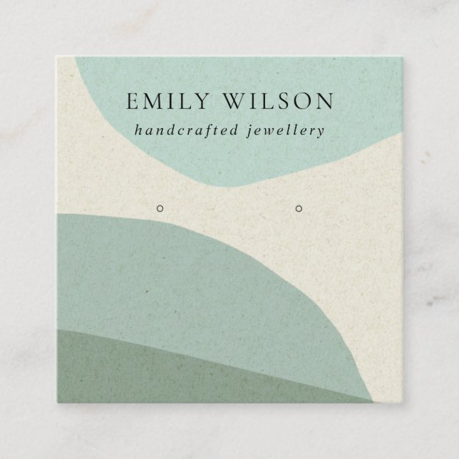 MODERN ABSTRACT AQUA BLUE ART EARRING DISPLAY SQUARE BUSINESS CARD (Front)