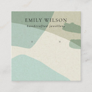 MODERN ABSTRACT AQUA BLUE ART EARRING DISPLAY SQUARE BUSINESS CARD