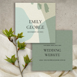 MODERN ABSTRACT AQUA BLUE ART WEDDING WEBSITE SQUARE BUSINESS CARD