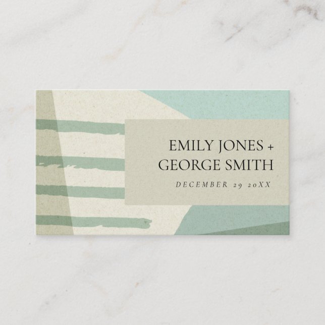 MODERN ABSTRACT AQUA BLUE ART WEDDING WEDSITE BUSINESS CARD (Front)
