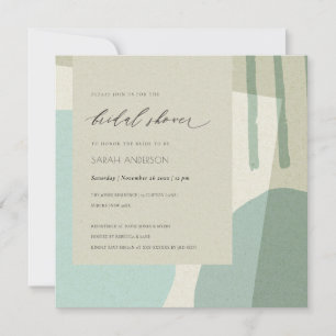 MODERN ABSTRACT AQUA BLUE ARTISTIC BRIDAL SHOWER INVITATION
