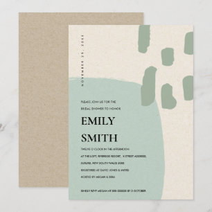 MODERN ABSTRACT AQUA BLUE BRIDAL SHOWER INVITE