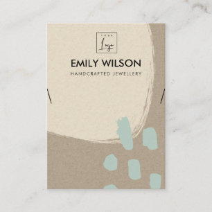 MODERN ABSTRACT AQUA BLUE KRAFT NECKLACE DISPLAY BUSINESS CARD
