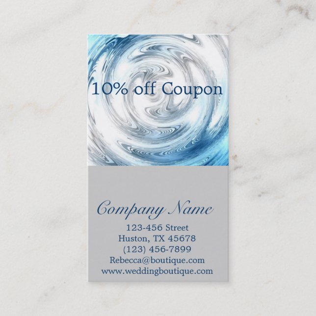 modern abstract aqua blue ripple plumber discount card (Front)