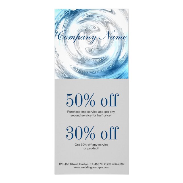 modern abstract aqua blue ripple plumber rack card (Front)
