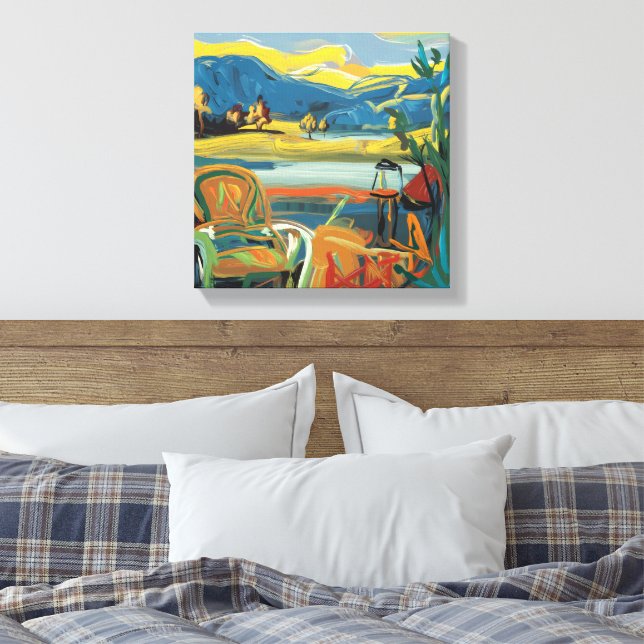 Modern Abstract Art: A Journey Through Colours Canvas Print (Insitu(Bedroom))