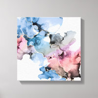 Modern Abstract Art Alcohol Inks blue pink gold